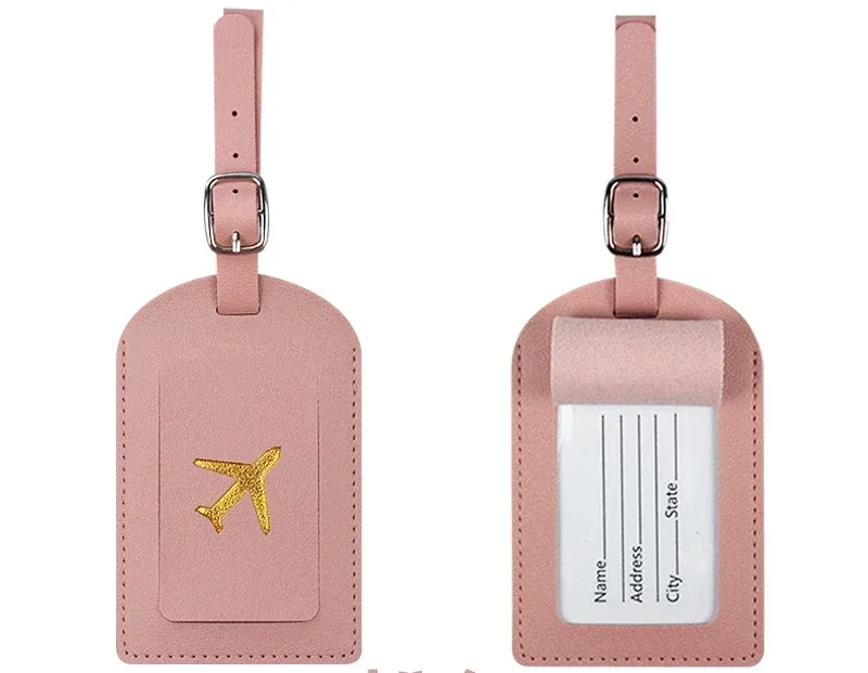 étiquette de bagage en cuir pu pour hommes et femmes, étiquette d'adresse de valise, sac d'embarquement, nom, identification, porte-adresse, accessoire de voyage