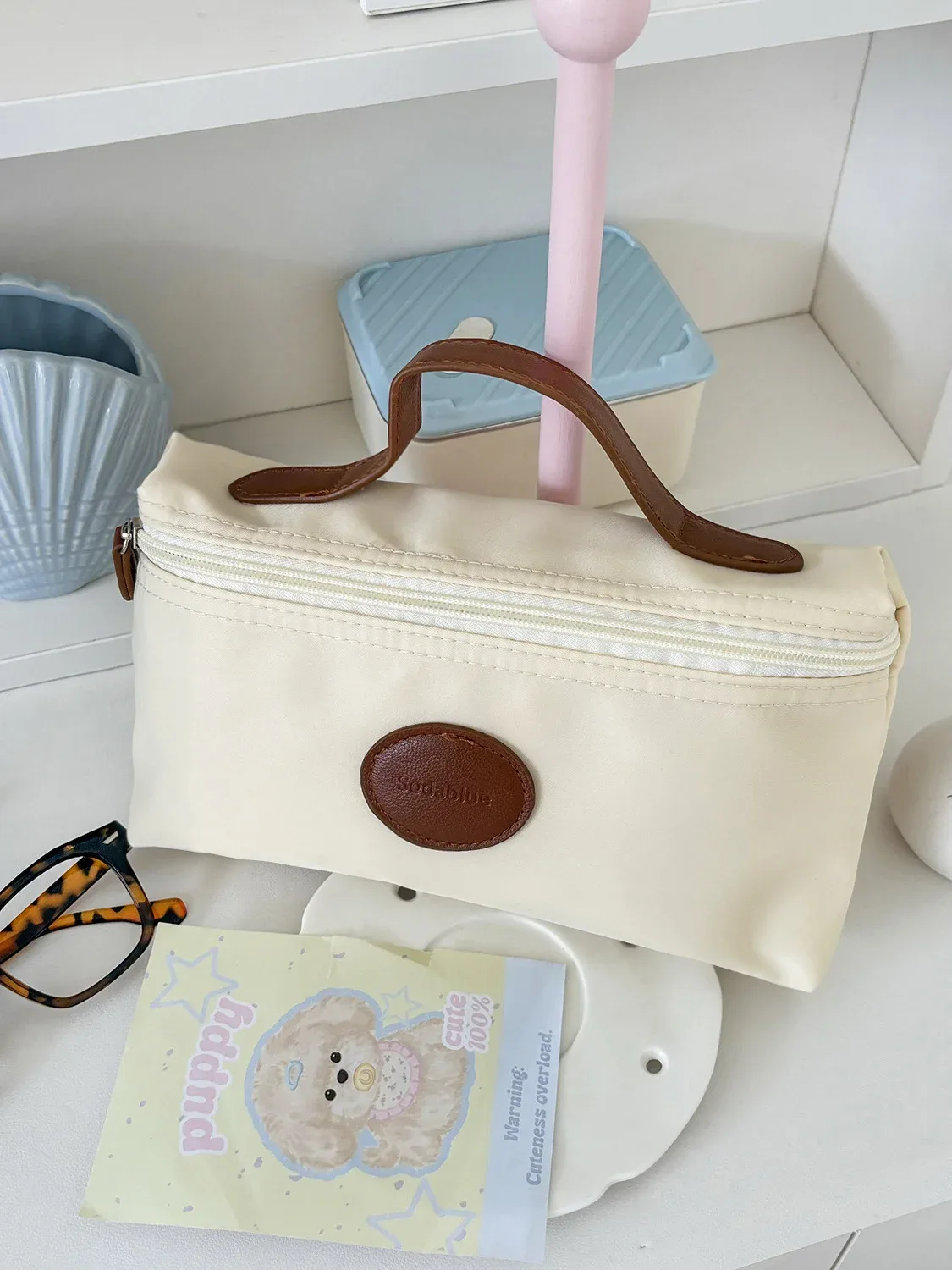 nouvelle trousse de toilette portable unisexe yt de haute qualité, élégante et légère, avec étiquette en cuir, sac à main en nylon pour le maquillage
