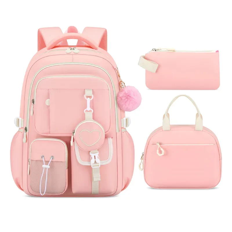 sac à dos scolaire pour filles, série love, léger, grande capacité, mignon et orthopédique, pour collégiennes.