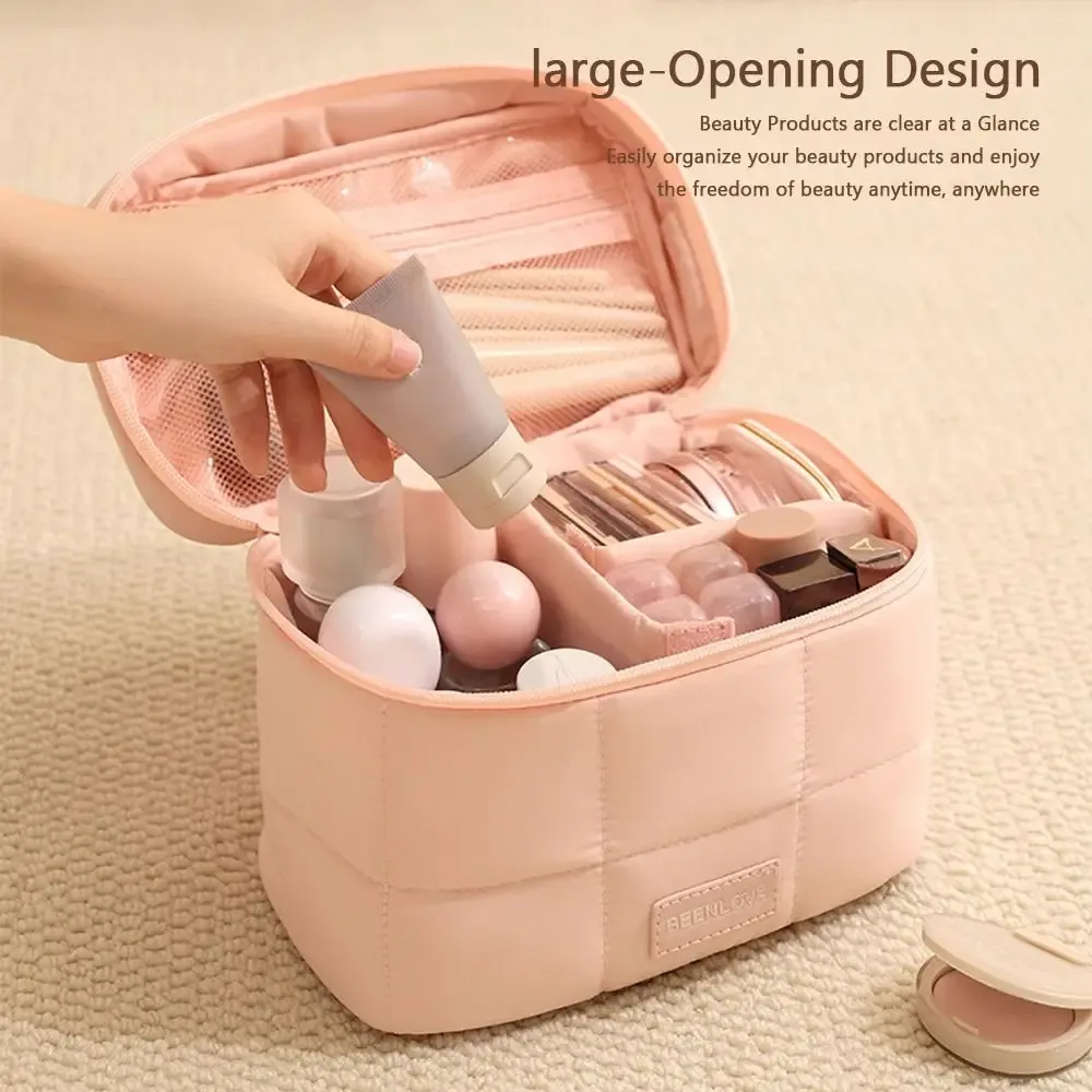 trousse de maquillage de grande capacité, sac à cosmétiques portable de voyage, pochette de rangement de voyage multifonctionnelle multi-compartiments