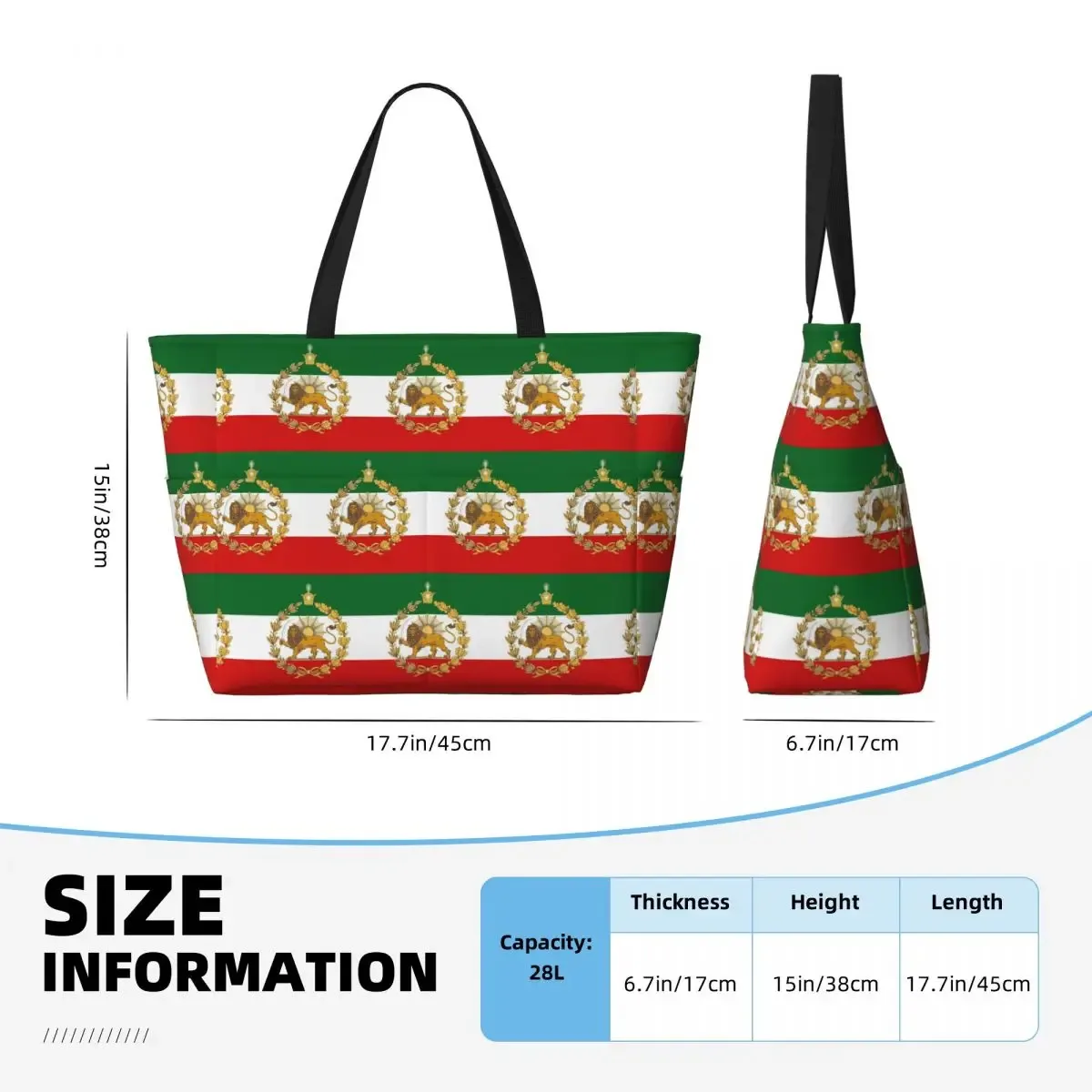 sac fourre-tout de plage avec drapeau de l'iran, sac de sport, de gym, de yoga, grand sac fourre-tout pour femmes, sac de voyage, sac de fitness
