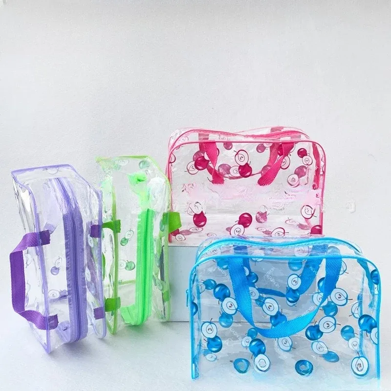 sacs de maquillage transparents en pvc, 4 pièces, portables, à fleurs, imperméables, pour cosmétiques, voyage, lavage, toilette, douche, pochettes de rangement
