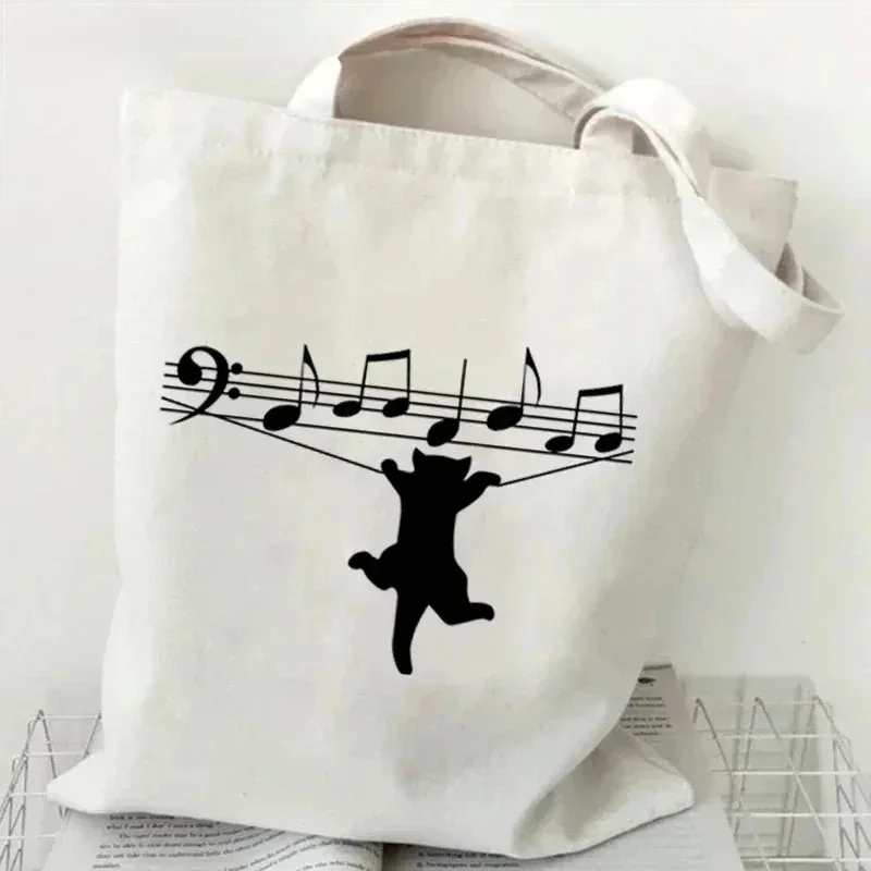 sac à bandoulière en toile pour femme, motif « just a girl who loves cats », sac de shopping, sac fourre-tout pour étudiante, sac à main motif chaton de dessin animé