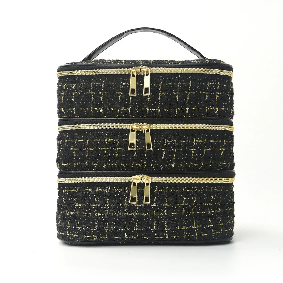 trousse de maquillage à trois couches de luxe, grande capacité, trousse de toilette portative de grande valeur, sac à main de voyage pour cosmétiques