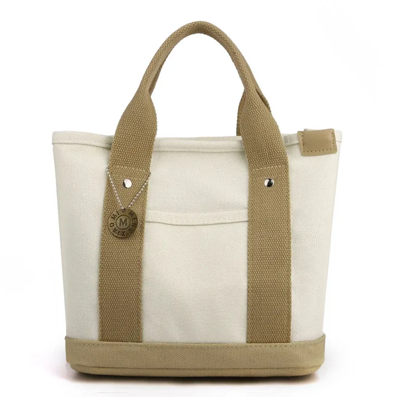 sac fourre-tout en toile portable de grande capacité, sac seau à bento pour déjeuner de loisirs, sac à main multi-divisé