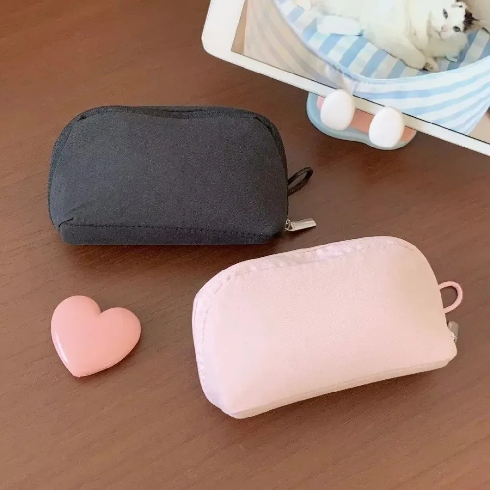 Trousse de Maquillage Portable, Couleur Unie, Design Mini, Pochette de Rangement Cosmétique, Trousse à Crayons Multi-Compartiments pour Filles