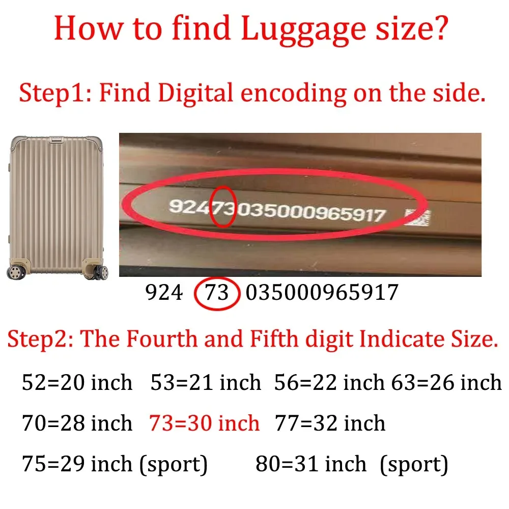 housse de protection anti-poussière en coton pour bagages rimowa, housses de valise rimowa pour 20"22"26"28"30"33