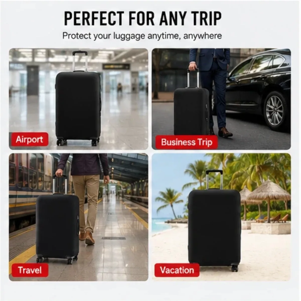 housse de protection pour valise de voyage, housse de protection pour bagages, couleur unie, adaptée aux valises de 18 à 28 pouces