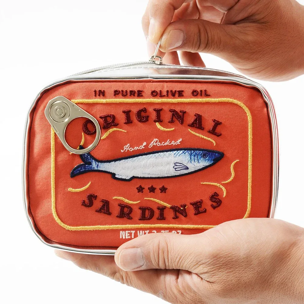 Sac de rangement de style sardines en conserve, sac de voyage de bain mignon, créatif, portable, mode, fermeture éclair, multifonction, doux, week-end, vacances