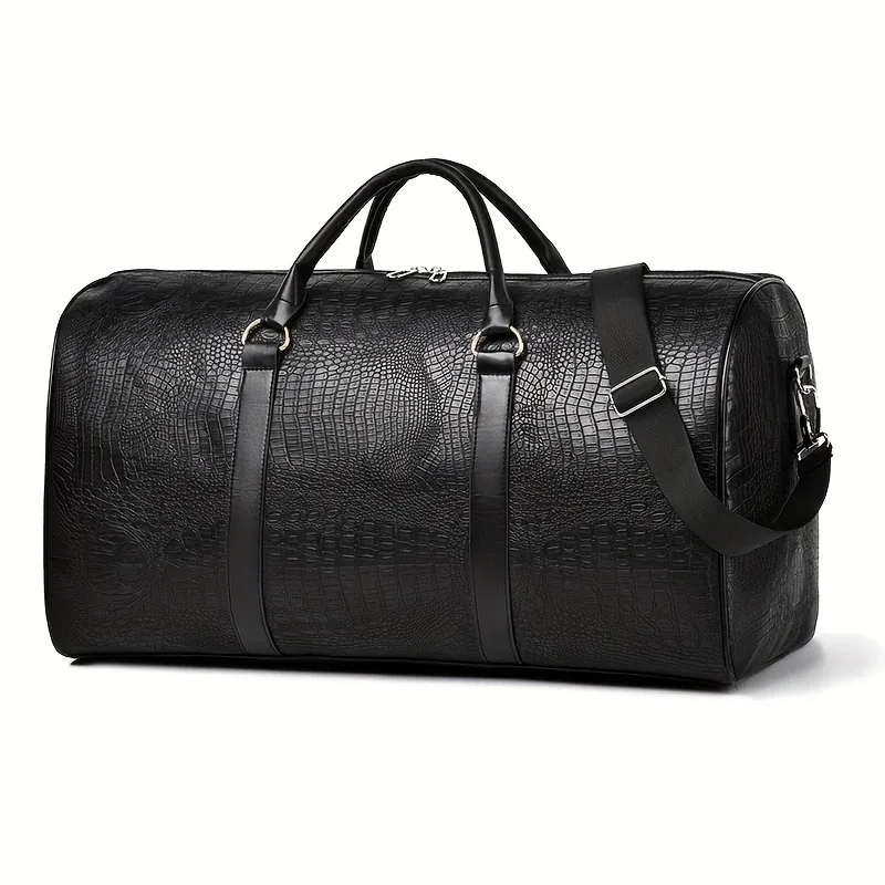 sac polochon de voyage rétro texturé crocodile de grande capacité – bagage de vacances unisexe durable, cadeau polyvalent pour hommes et femmes