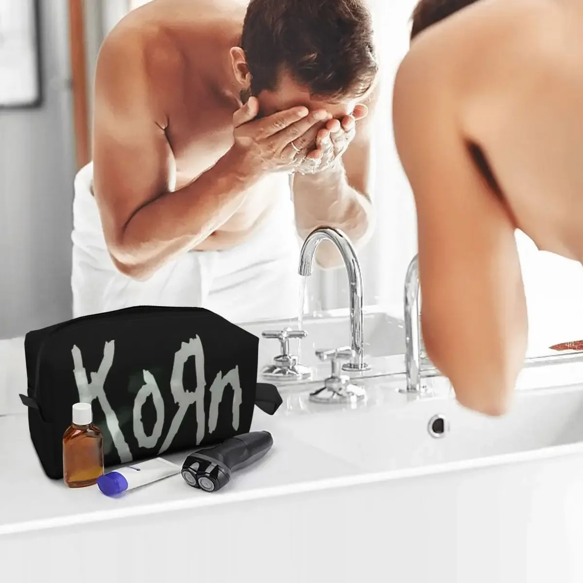 korn rock music – trousse de maquillage, organisateur de cosmétiques, trousse de toilette, trousse à cosmétiques pour femmes, trousse de beauté, trousse à crayons de voyage