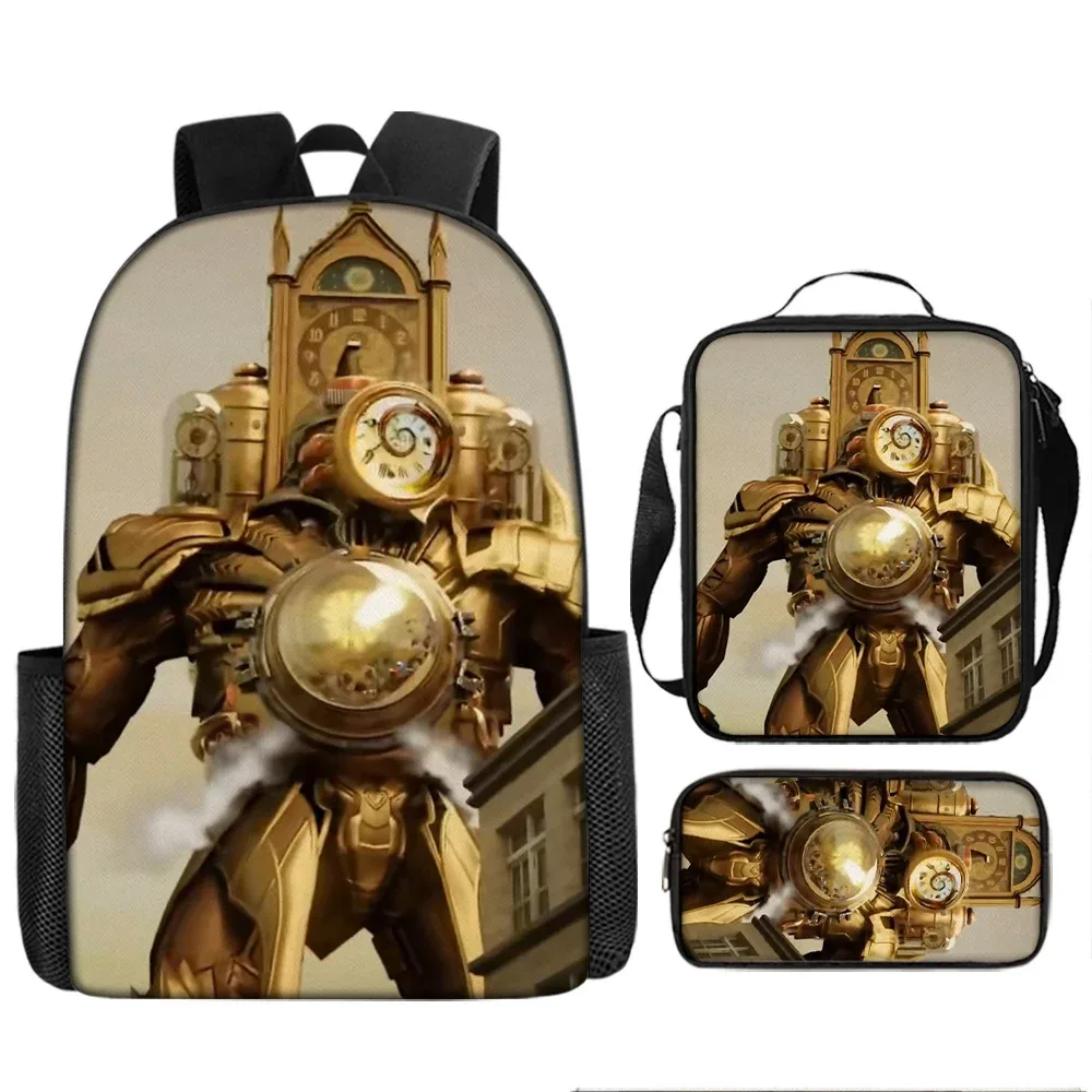 sacoche de livre et de stylo pour étudiants, 3 pièces, toilette, haut-parleur titan, caméraman, sac à dos titan clockman