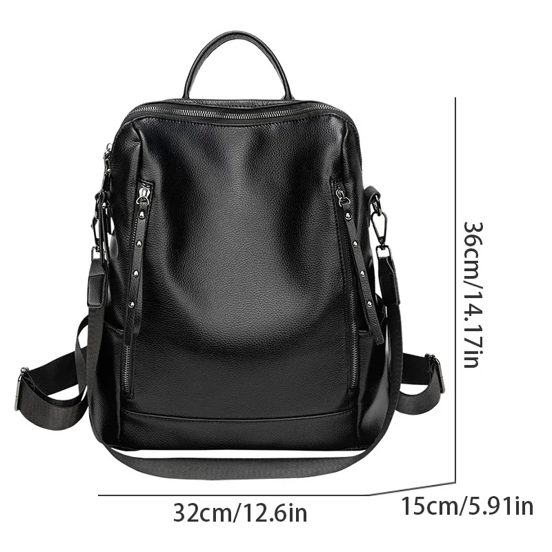 sac à dos souple pour femme de grande capacité, style rétro, convertible en sac à bandoulière, parfait pour les trajets quotidiens et les voyages
