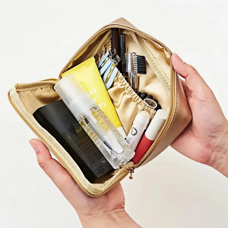 trousse de maquillage en forme de livre, motif chat et plante, sac de rangement créatif