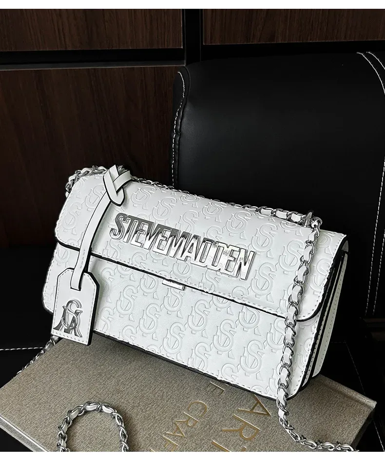 nouveau sac à main carré à chaîne steve madden 2026, sac à bandoulière simple et tendance de haute qualité, sac porté croisé