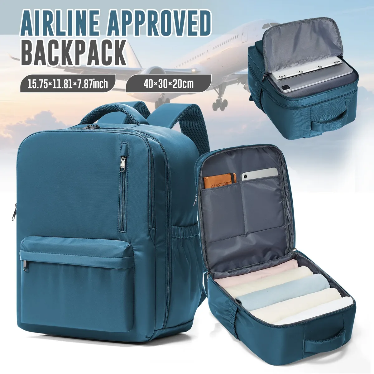 sac à dos de voyage pour avion de cabine 40x30x20, sac à dos de cabine pour bagages à main wizzair 40x30x20, sacs à main pour ordinateur portable 15.6 pouces pour hommes et femmes