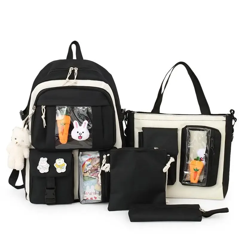 sac à dos d'école kawaii pour enfants, cartable pour femme, sacs d'école pour adolescentes, ensembles de 4 pièces, 138