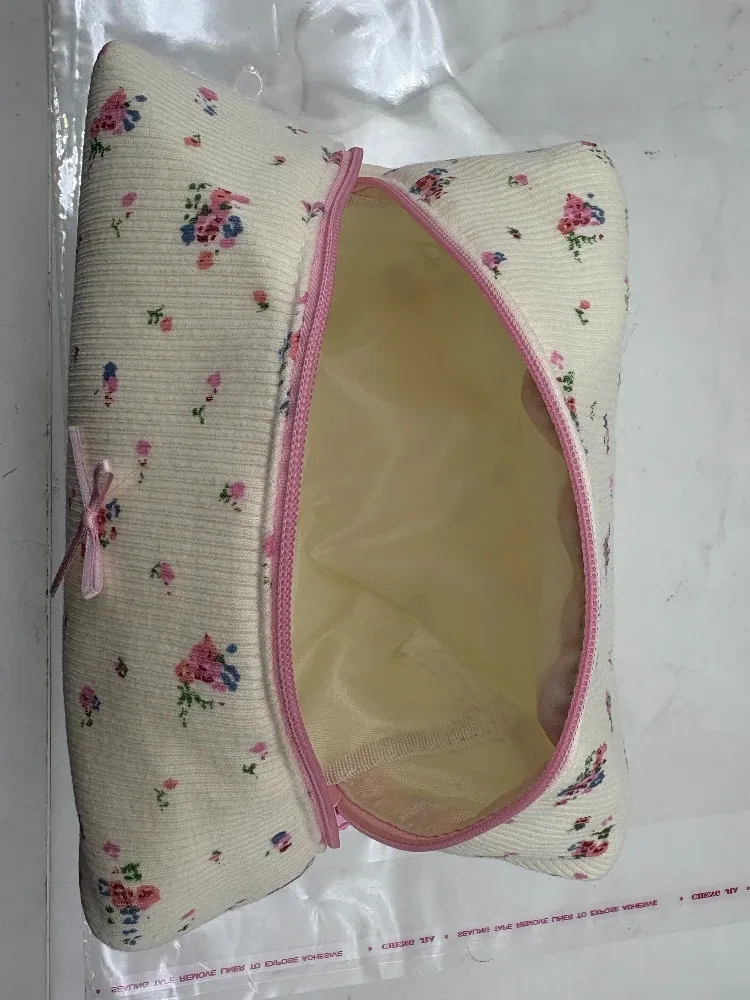 sac de rangement pour rouge à lèvres floral, trousse de maquillage, sac portable, grande capacité, câble pour écouteurs, élégant, simplicité, doux, mode ins, 1 pièce