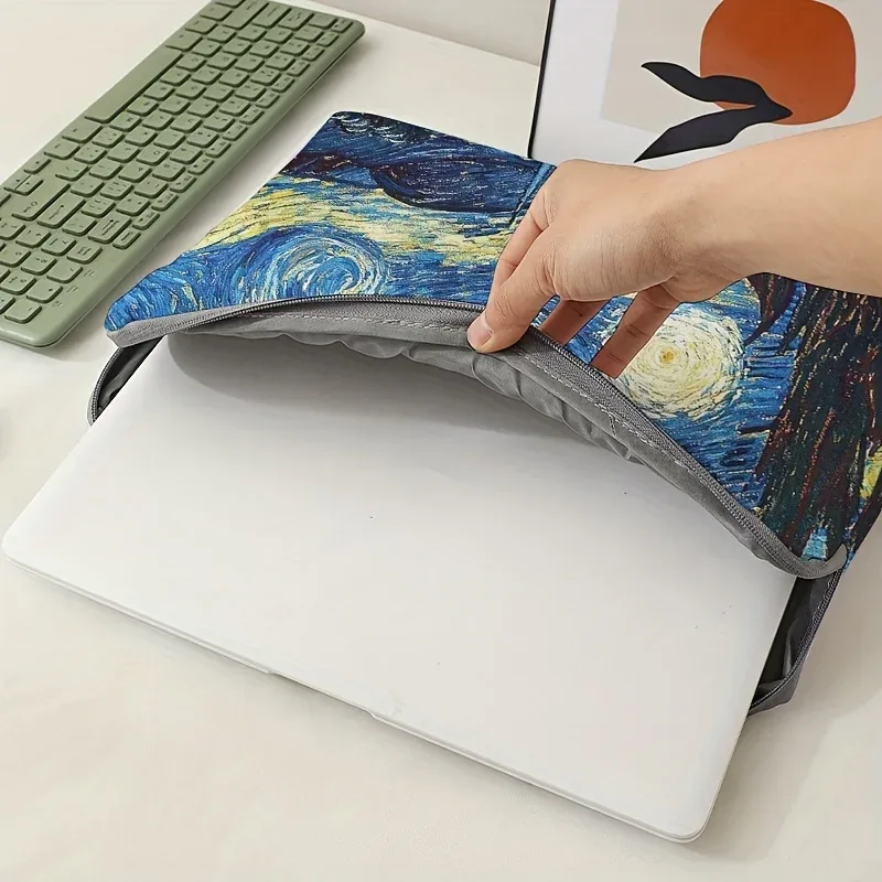 1, sac pour ordinateur portable van gogh starry sky pattern, porte-documents, adapté aux ordinateurs portables de 15 pouces, sac pour ordinateur portable fixe (sans poche)