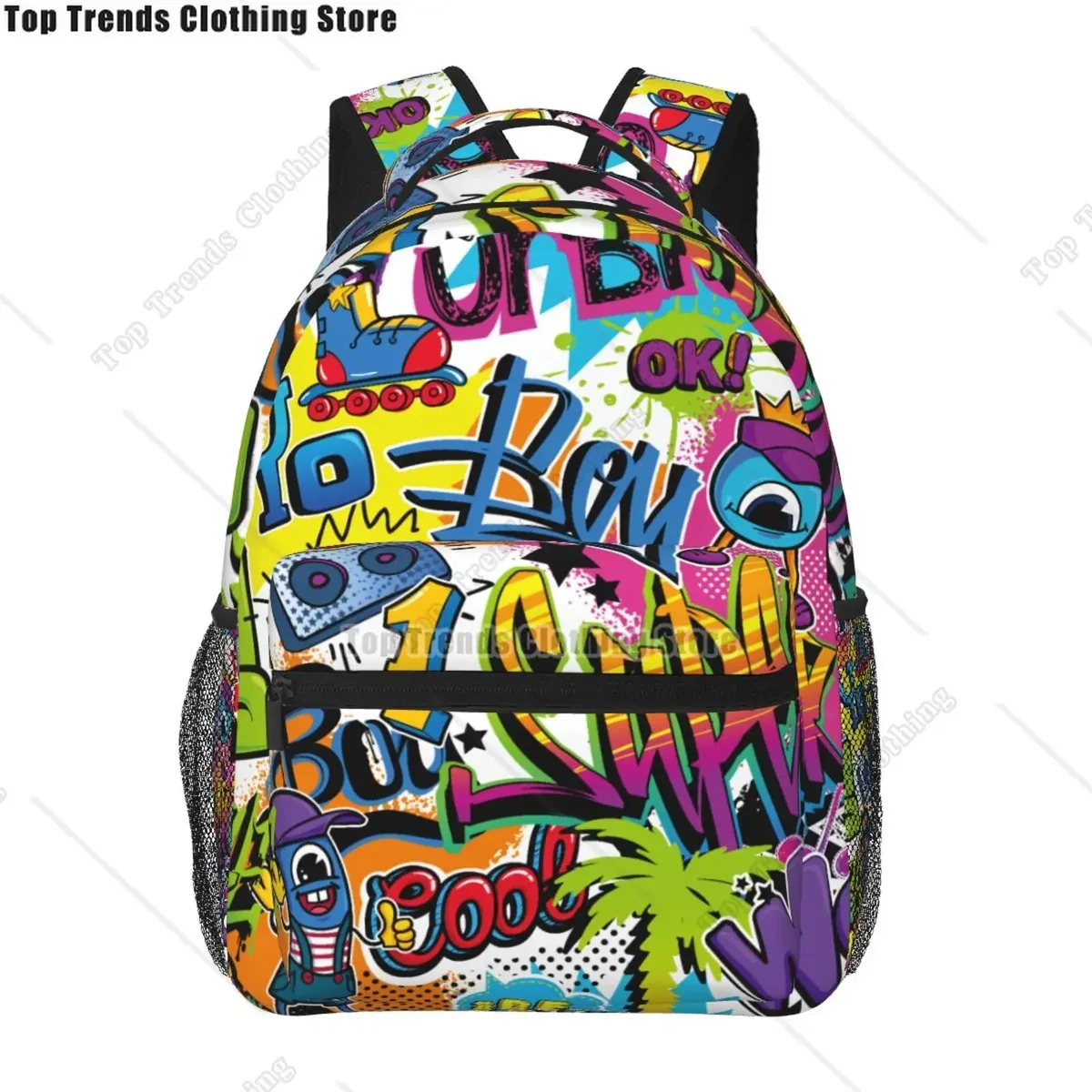 collection de bandes dessinées graffiti pop art imprimé sac à dos de voyage unisexe grande capacité sacs à dos pour ordinateur portable sac à dos d'école pour adolescents