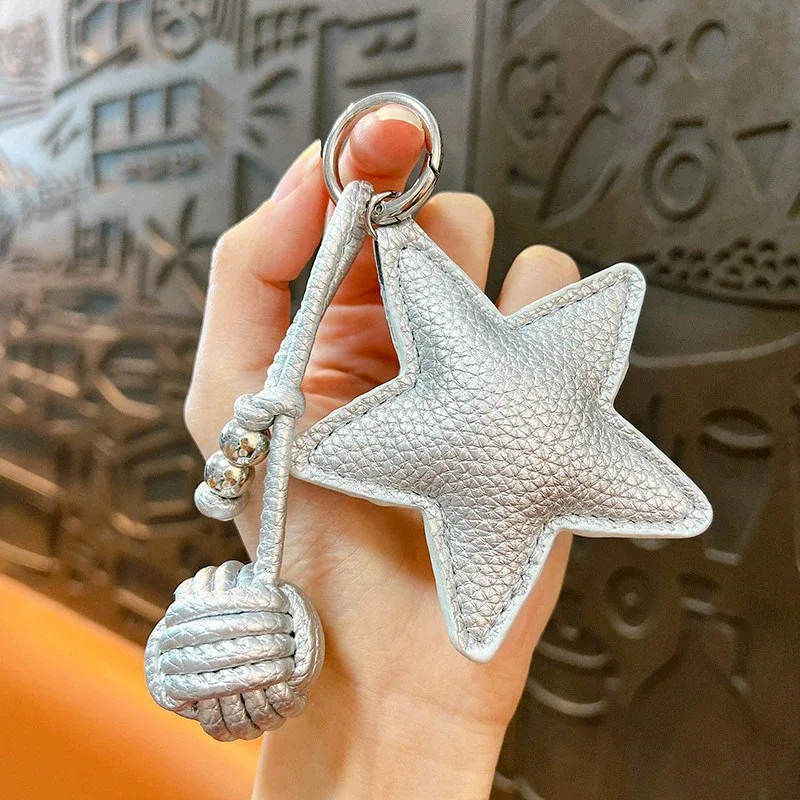 porte-clés tressé étoile pour femme, breloque de sac à main tendance, accessoire de sac personnalisé diy, petit cadeau, porte-clés pour sacs bandoulière