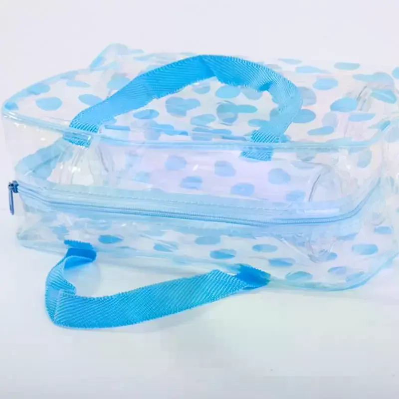 sac à cosmétiques transparent à pois en pvc, sac de maquillage portable étanche, trousse de toilette pour femmes, organisateur de rangement de voyage