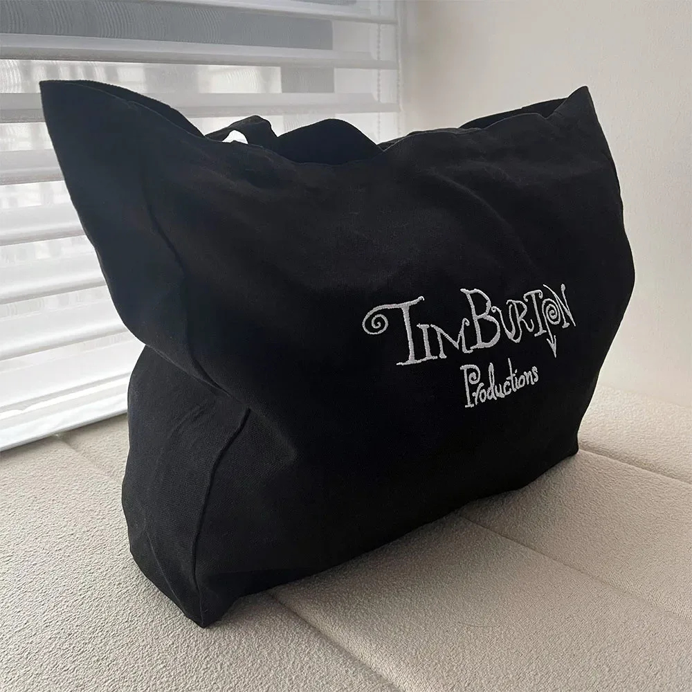 tim burton production américain rétro femmes toile sac à bandoulière lettres brodées femmes rue mode sacs à provisions réutilisables