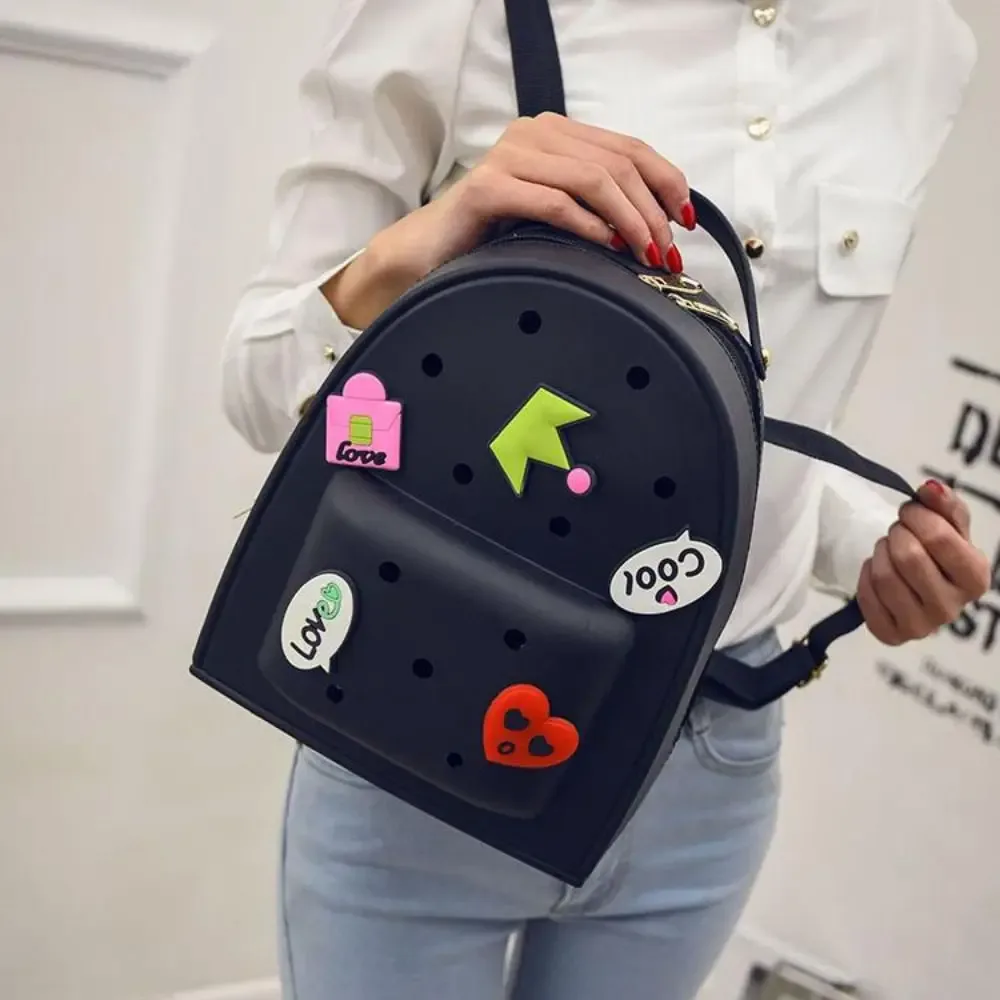 sac à dos en silicone à bretelles réglables, dessin animé, fermeture éclair, étanche, durable, doux, pour la maternelle, pour dames