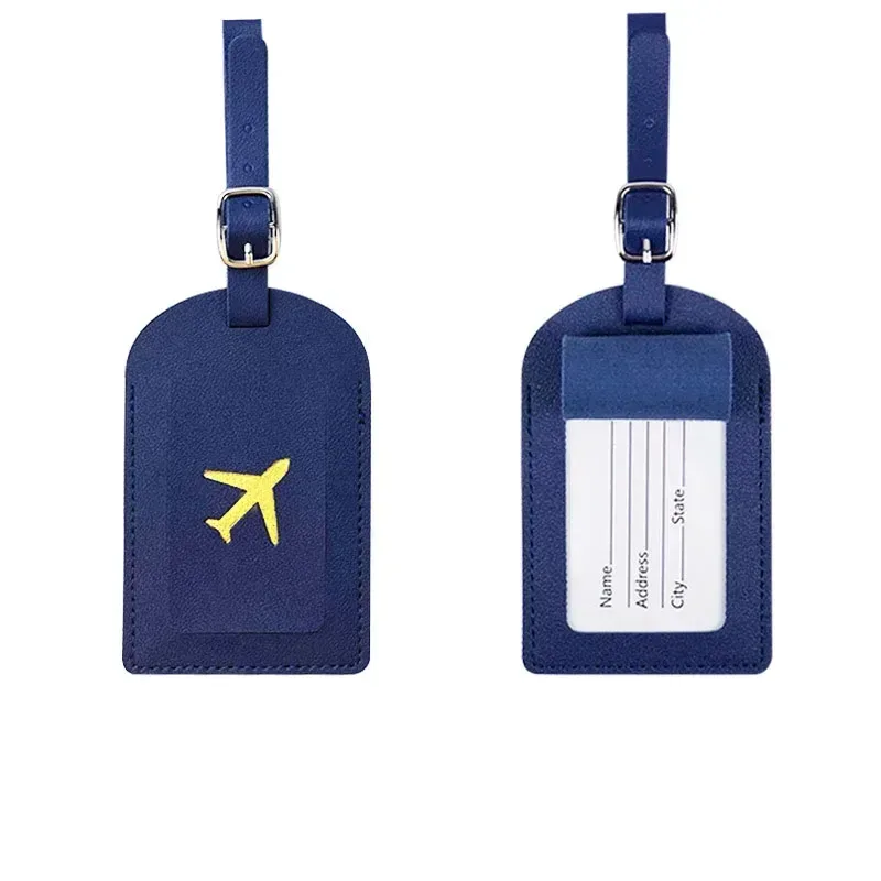 étiquettes de bagage colorées en cuir pu pour femmes et hommes, avec nom, cartes d'identité, étiquettes de valise pour bagages, sacs de voyage