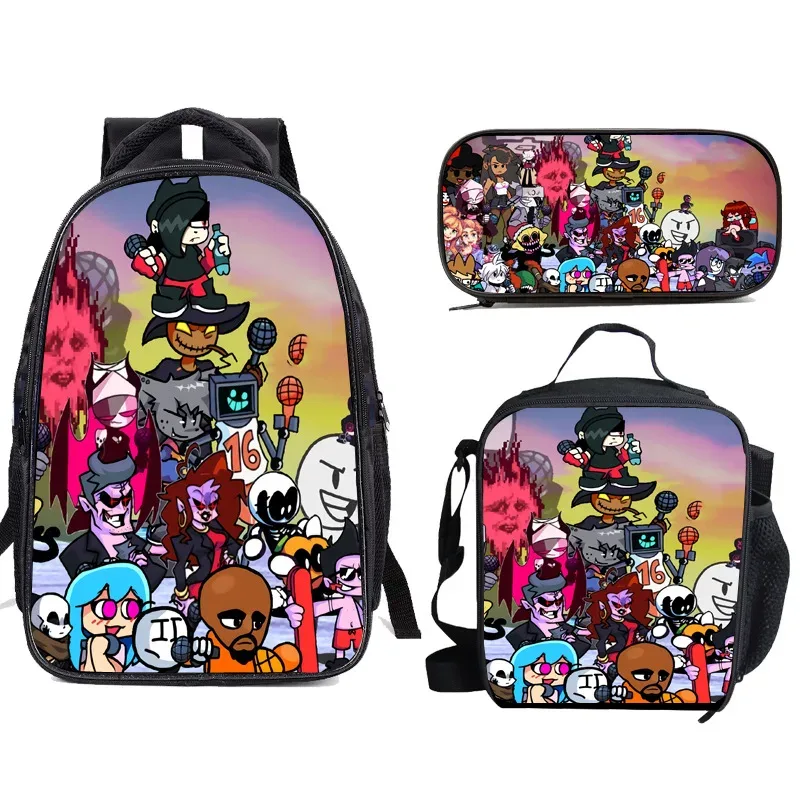 sac à dos friday night funkin, coffret de trois, trousse à crayons, sac à dos friday night funkin