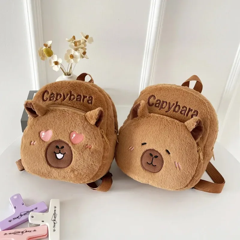 nouveau style sac à dos en peluche pour femmes, cadeau pour filles et enfants, sac à dos portable en peluche capybara, animaux de dessin animé mignons, sac à dos capybara