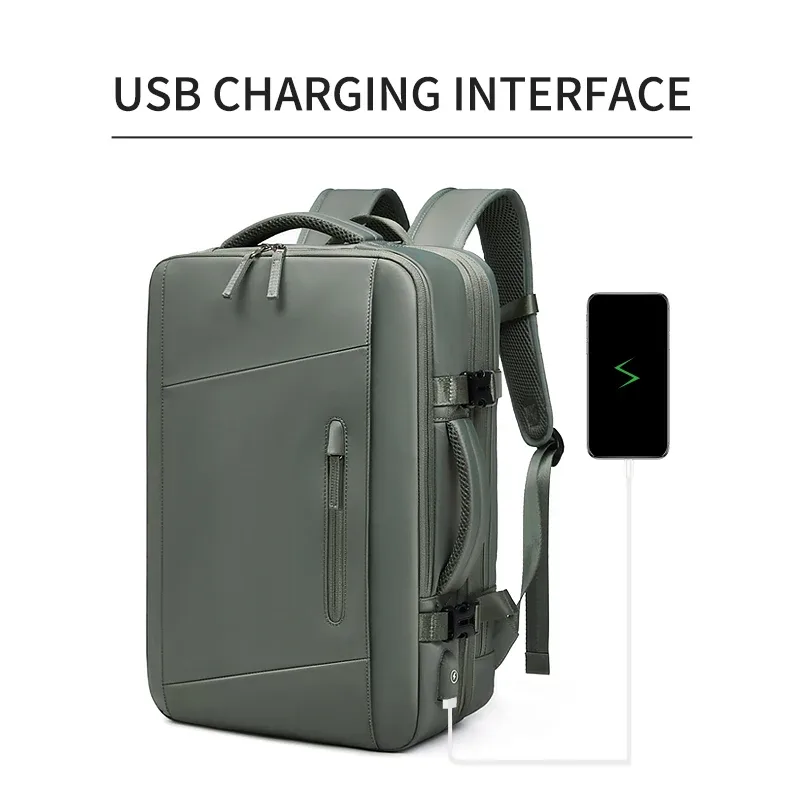 sac à dos de voyage pour hommes et femmes, extensible, 39l, pour randonnée, ordinateur portable, chargement usb, 17 pouces, étanche, pour l'école