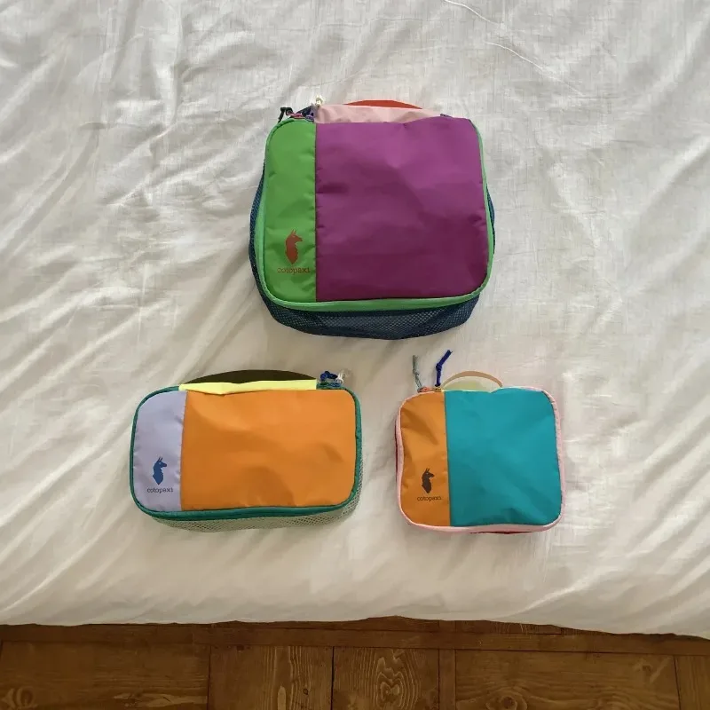 ensemble de 3 sacs de toilette de voyage multicolores en patchwork, imperméables, portables, pour le rangement des cosmétiques, organisateur de lavage pour la salle de sport en extérieur.