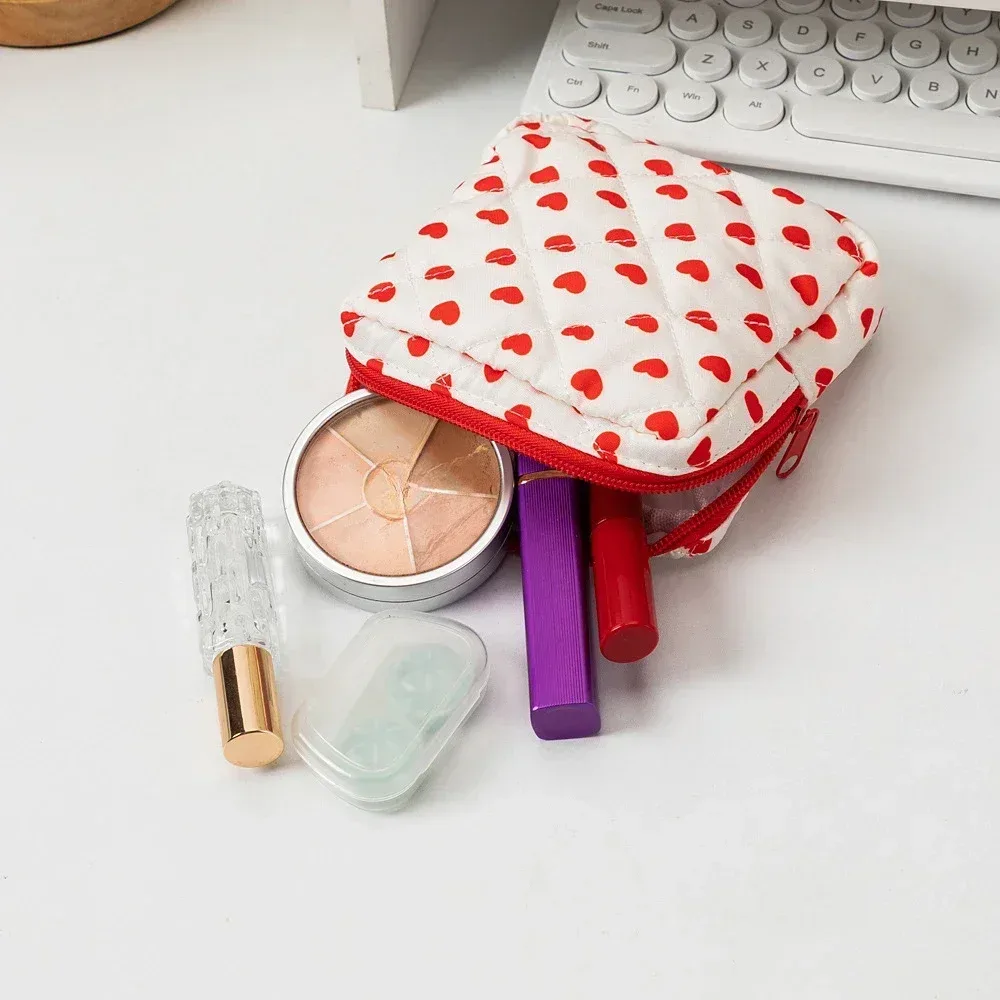 mini sac à cosmétiques avec nœud mignon pour femmes, sac de rangement pour serviettes hygiéniques, porte-tampon portable, mini sac de rangement pour maquillage et rouge à lèvres