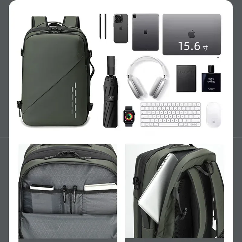 sac à dos transfrontalier grande capacité, sac de compression sous vide pour homme, élégant et simple, sac à dos de voyage extensible pour ordinateur