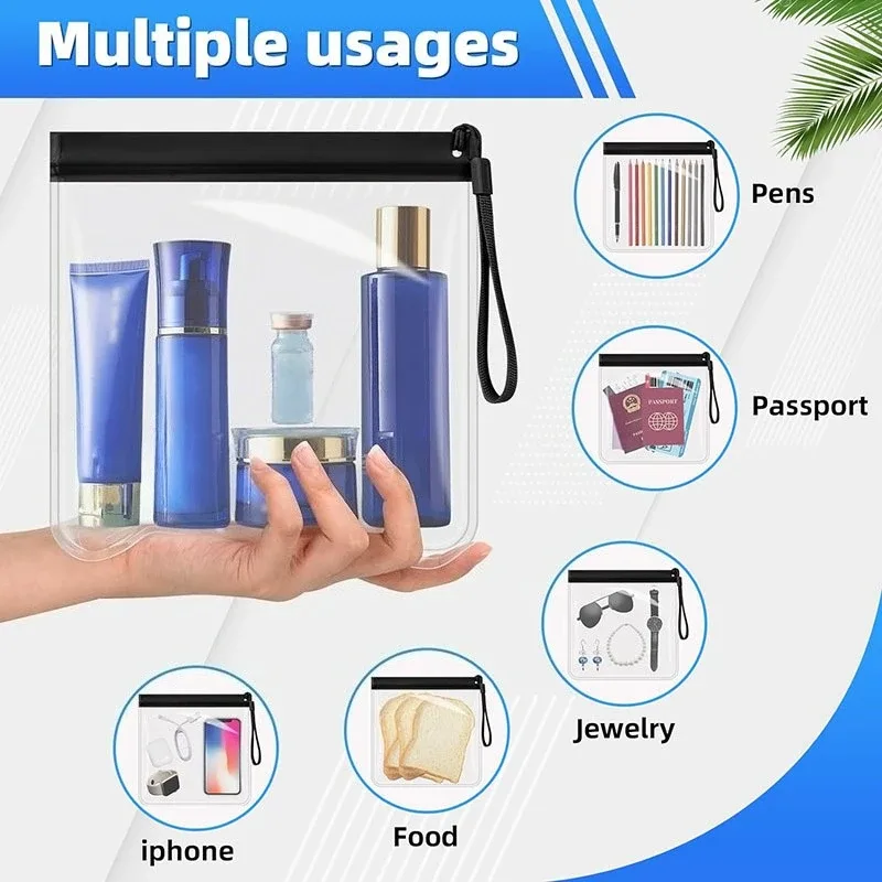 trousse de toilette de voyage transparente eva, 2 pièces, organisateur de cosmétiques scellé étanche, pochette de lavage portable pour le rangement et le nettoyage
