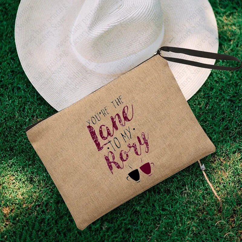 luke's flaxen cosmetic bag, coffee lover purse, inspired unisex wristlet clutch, gilmore girl star hollow powder, gérmerch