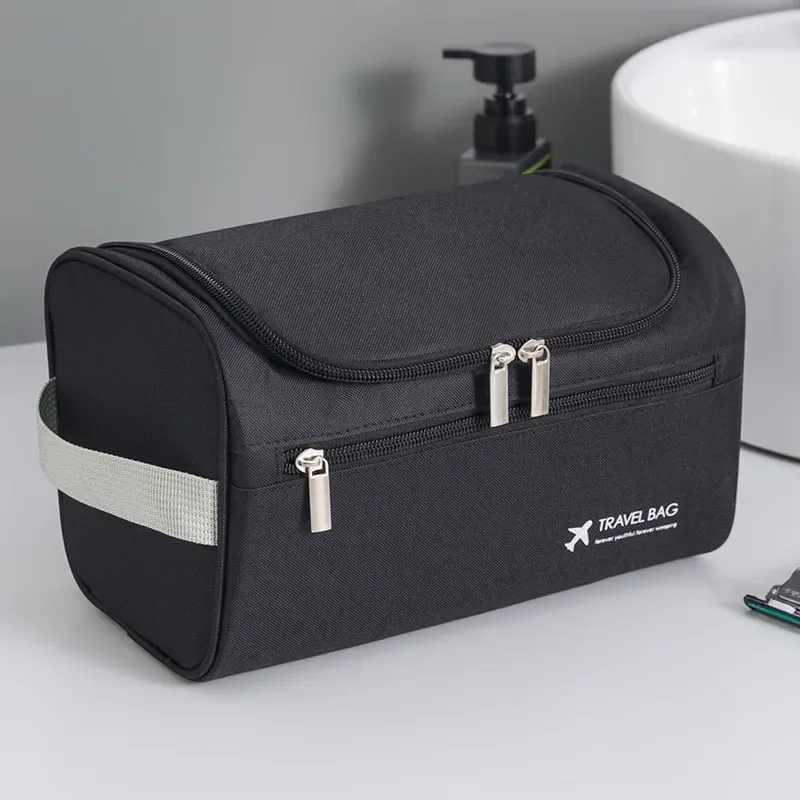 sac de rangement cosmétique étanche pour hommes, organisateur de toilette de voyage en nylon de grande capacité, pochette de lavage de maquillage à fermeture éclair suspendue pour femmes