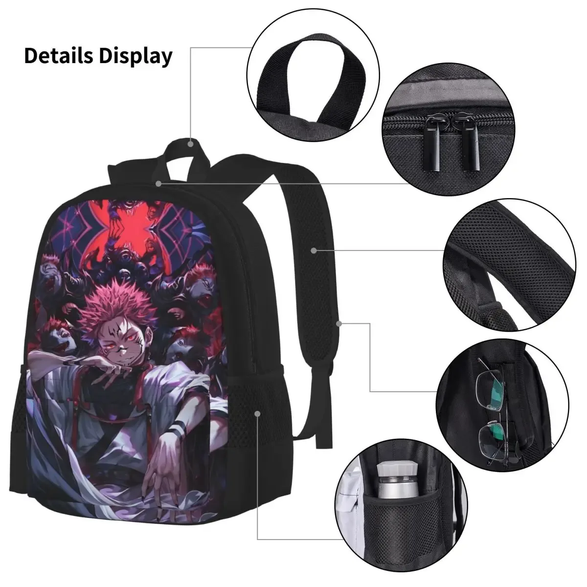 3pecs/ensemble ryomen sukuna sac à dos pour étudiant retour à l'école jujutsus kaisens anime lycée sac en toile sac à déjeuner trousse à crayons