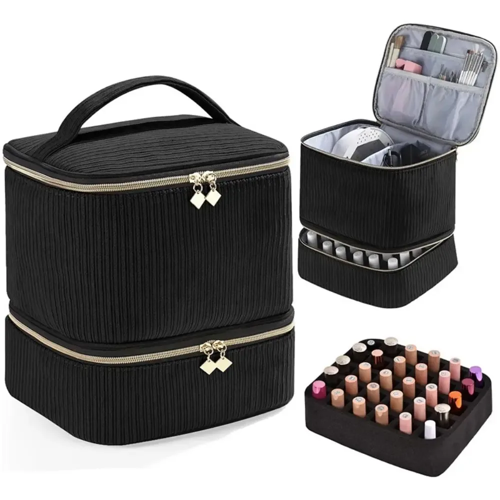 nouvelle trousse de rangement double couche pour vernis à ongles, 30 compartiments, sac portable pour huiles essentielles, grande capacité, trousse de maquillage, outil de soin des ongles