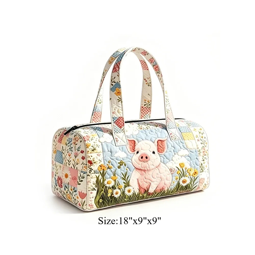 sac de voyage matelassé à imprimé floral vache, sac de week-end léger, bagage à main pour la gym, les sports et les escapades
