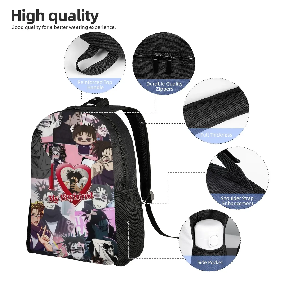sac à dos choso pour hommes et femmes, sac à dos cool pour le lycée, le travail, le quotidien, sacs en toile kaisens anime pour l'université, durables