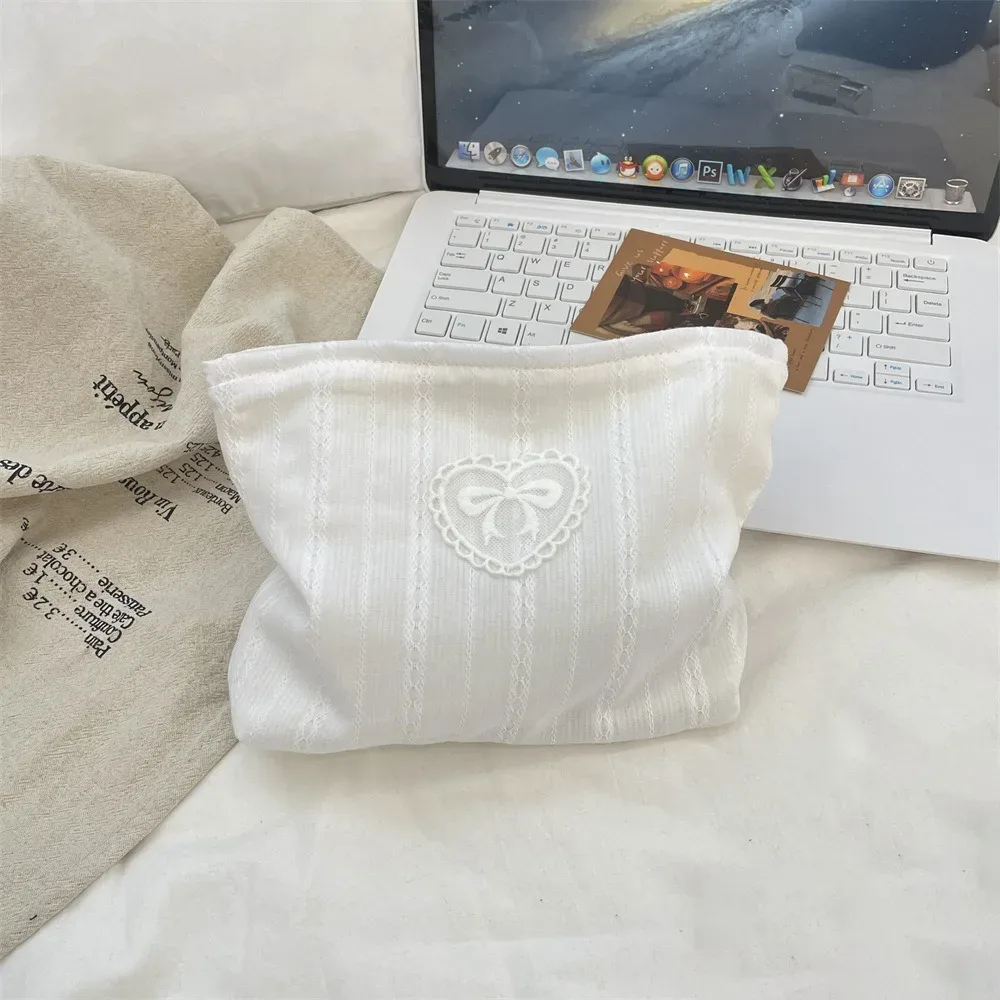 nouveau trousse de maquillage couleur bonbon, sac de papeterie à nœud papillon de grande capacité, pochette cosmétique multifonctionnelle de voyage