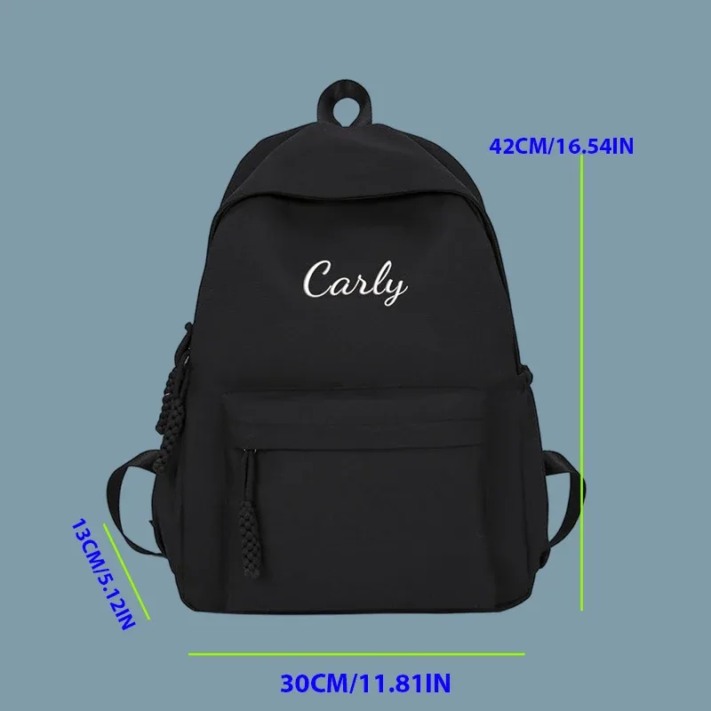 sac à dos personnalisé brodé - style universitaire, fabriqué en tissu uni de haute qualité, grande capacité, élégant et simple.