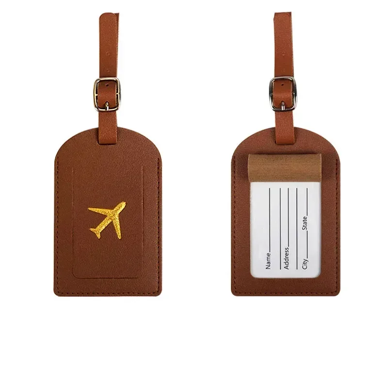 étiquette de bagage femmes hommes en cuir pu valises de voyage étiquette d'identification bagages sac d'embarquement étiquettes nom id adresse support accessoires