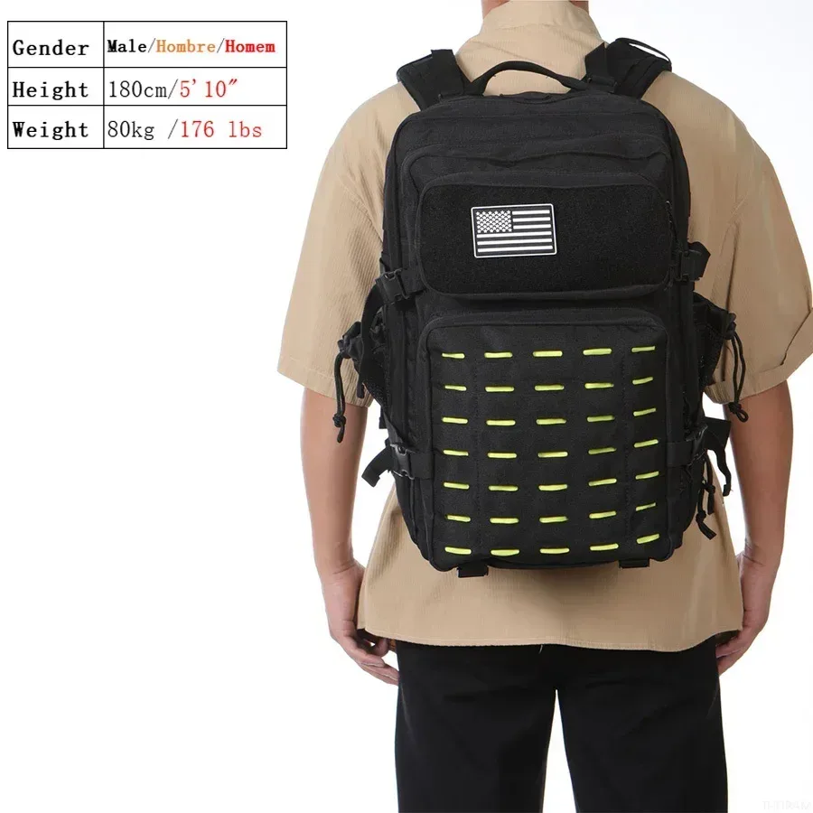 sac à dos d'extérieur étanche, sac à dos pour le trekking, la pêche, la chasse, approuvé par dean m comme bagage à main, jusqu'à 17 ordinateurs portables, 50l