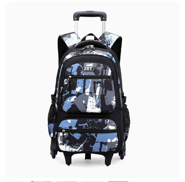 sac à dos à roulettes pour garçons, école primaire et collège, sac à roulettes pour garçons avec 6 roues, sac à dos à roulettes avec 2 roues