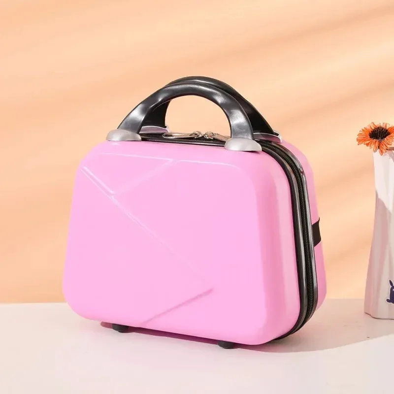 sac de maquillage de voyage pour femmes de 14 pouces, mini valise compacte en plastique abs, design uni, idéal pour un usage personnel