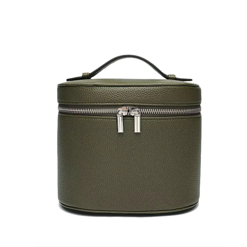 sac de rangement de voyage portable avec nom personnalisable, sac à cosmétiques amovible avec compartiment de lavage séparé en cuir de galets