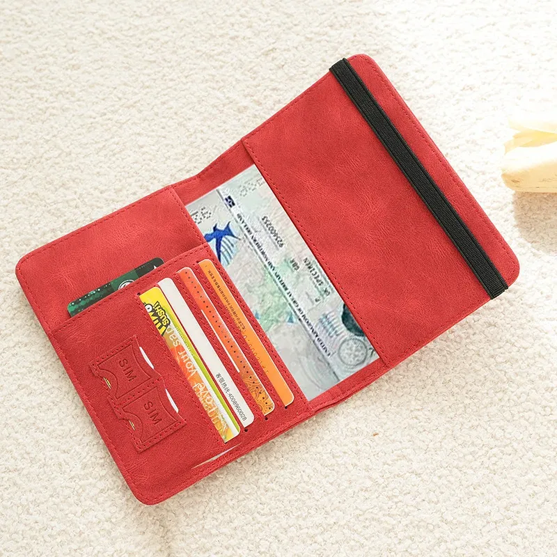 pochette de voyage rfid anti-électronique 2026, étui en cuir pu simple et élégant, porte-documents multifonctionnel, portefeuille de voyage
